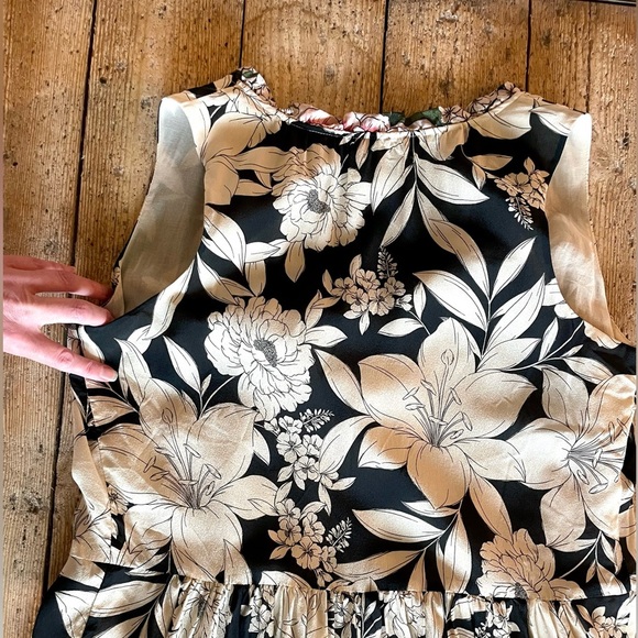 Johnny Was Jade Juliette Silk Tiered A-Line Dress Floral Black Beige M - Picture 6 of 10